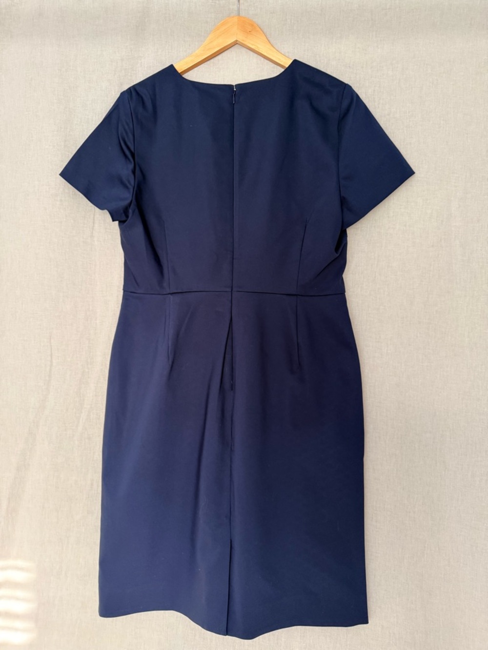 J.Crew Navy Structured Sheath Dress | Minimalist V-Neck | Fully Lined | Classic - Picture 5 of 10